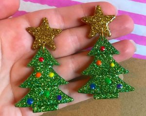 Sparkly Christmas Tree Stud Earrings