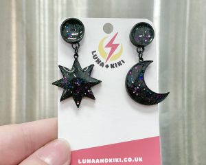 Moon & Star Dangle Studs