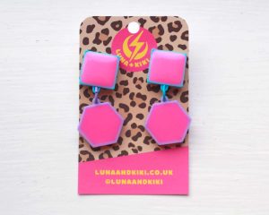 Double Shapes Pink Studs