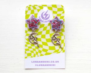 Star Stud Earrings with Fairy Charm
