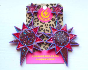 Small Starburst Earrings - purples & blues