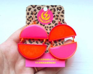Semi-Circle Earrings - pink & orange