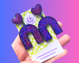 Purple & Blue Glitter Arch Earrings